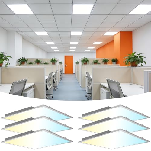 CLLIGHTING 2x2 LED Flat Panel Light 6 Pack Drop Ceiling Light for Office Dimmable LED Ceiling Light Selectable 20W/25W/30W/35W/40W 3000K/3500K/4000K/5000K/6300K ETL Listed 5-Year Warranty