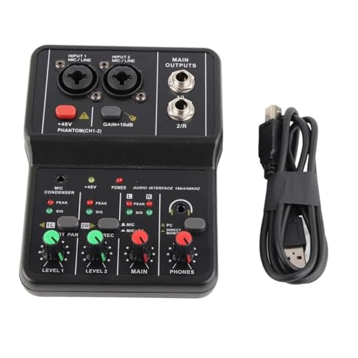 KIMISS 2 Canais Mixer de Áudio, Placa de Som USB Mixer de Áudio 48V Power Compact Sound Mixing Console Para Gravação de Música Home Karaokê Internet Karaokê