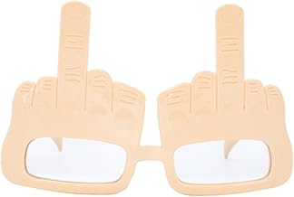 P'TIT CLOWN - Funny Glasses - Humour - Nose and Moustache, Finger of Honor, Big Moving Eyes - Adult - Unisex - Fancy Dress Carnival, Halloween, Costume Party (Middle Finger Glasses)