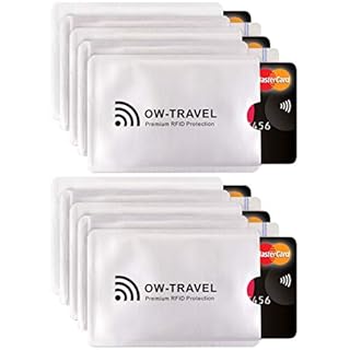 OW-Travel Custodie Blocco RFID. Protezione RFID per Porta Carte di Credito Anti-frode.RFID Protection per Carte di Credito.Proteggi Carte Contactless Custodia (Porta Bancomat Schermato 10)