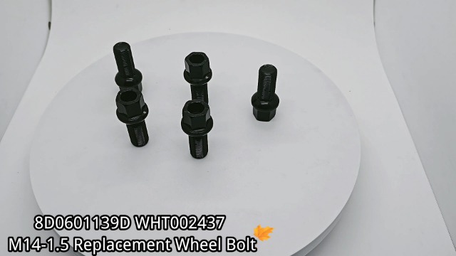Image of 5 Pack 8D0601139D WHT002437 M14x1.5 Car Lug Nuts Wheel Lug Bolts | Compatible With Volkswagen /VW Golf Jetta Passat Beetle CC for Audi A3 A4 A5 A6 A7 Quattro A8 M14-1.5 Lug Bolts(Black)