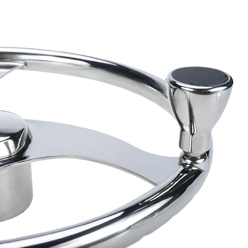 image for NovelBee 3 Spokes Stainless Steel Sport Steering Wheel with Finger Gri