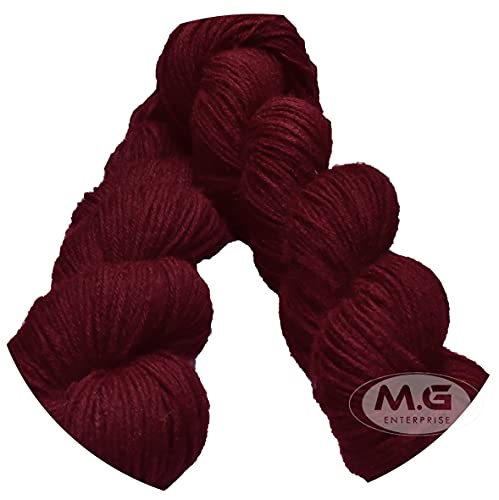 Image of M.G Brilon Mehroon (500 gm) Wool Hank Hand Knitting Wool /Art Craft Soft Fingering Crochet Hook Yarn, Needle Knitting Yarn Thread Dyed AFA