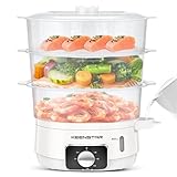Electric Food Steamer for Cooking, 13.7QT Vegetable Steamer with 3 Tiers BPA-Free Baskets, 800W Fast Simultaneous Cooking, 60-Minute Timer, Ideal...