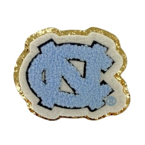 University College Sticker Patches 3M Adhesive, Classic Chennile w/Gold Glitters 3.5in (UNC North Carolina)