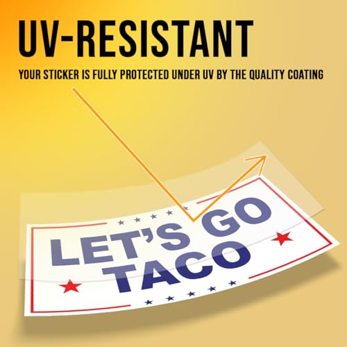 Image of Subtle Let's Go Taco Bumper Sticker Anti Funny Leftist Feminist Social Justice Human Rights White Vinyl Decal for Car Truck, Waterproof UV-Resistant 7.5x3.75in