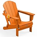 SERWALL Adirondack Chair for Patio Garden Outdoors Heavy All-Weather Fire Pit Chairs - Orange