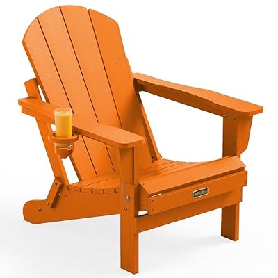 SERWALL Adirondack Chair for Patio Garden Outdoors Heavy All-Weather Fire Pit Chairs - Orange
