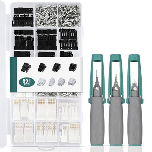 Image of JRready ST6491 Micro-Fit 3.0 & Mini-Fit Jr Connector Kit | Compatible with Molex, 3.0mm & 4.2mm pitch, 2 /4 /6 /8 Pin, 360 terminals, 3 de-pin tools