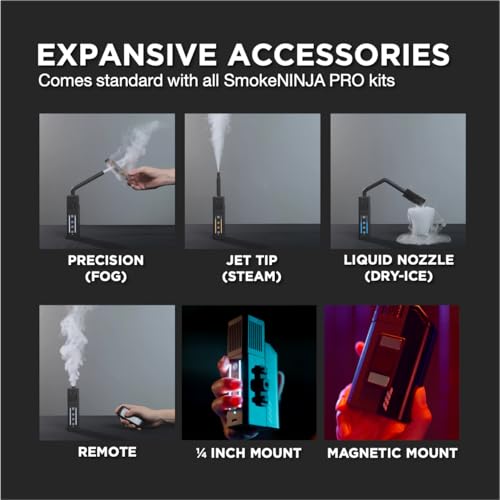 Image of PMI SmokeNINJA PRO HAZER KIT - Portable Fog Machine with Bluetooth, Upgraded Anti-Leak Fog Chamber, 3rd-Gen Haze Nozzle, 3-Min Continuous Output, USB-C Powered for Cinematic, Studio & Event Use