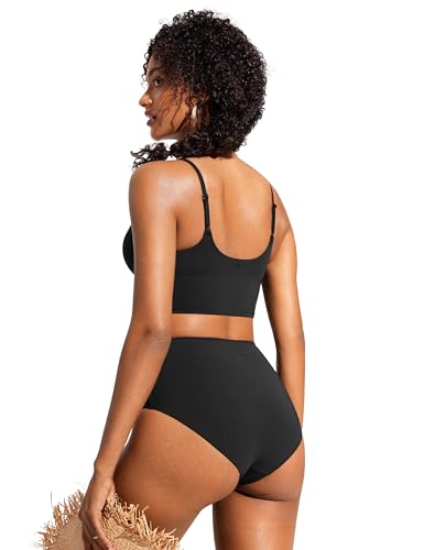 CRZ YOGA Womens V Neck Bikini Tops Adjustable Spaghetti Straps Bathing Suit Sexy Swimsuit Padded2