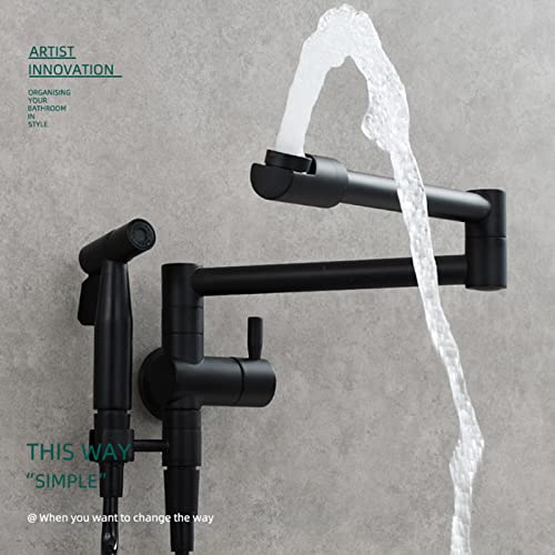 LWX Pot Filler Wasserhahn Wandhalterung, Hand-Bidet-Sprayer, Doppelgelenk-Schwenkarme, Klappbarer Wasserhahn Aus Massivem Messing, Einhebel-Badezimmerhahn Aus Messing,Chrome - Image 3