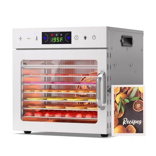 HOPERAN Food Dehydrator, 8 Stainless Steel Trays Dehydrators for Food and Jerky, Herbs, Fruit, Dehydrator Machine with Digital Timer and Temperature Control, Overheat Protection, Recipe Book Included