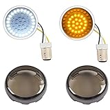 DTR2017 1157 Front LED Turn Signal Lights, 2 Inch Bullet Running Light with Smoked Lens Cover fit Harley Sporster 1200, Dyna, Road King, Street Glide, Softail 2020