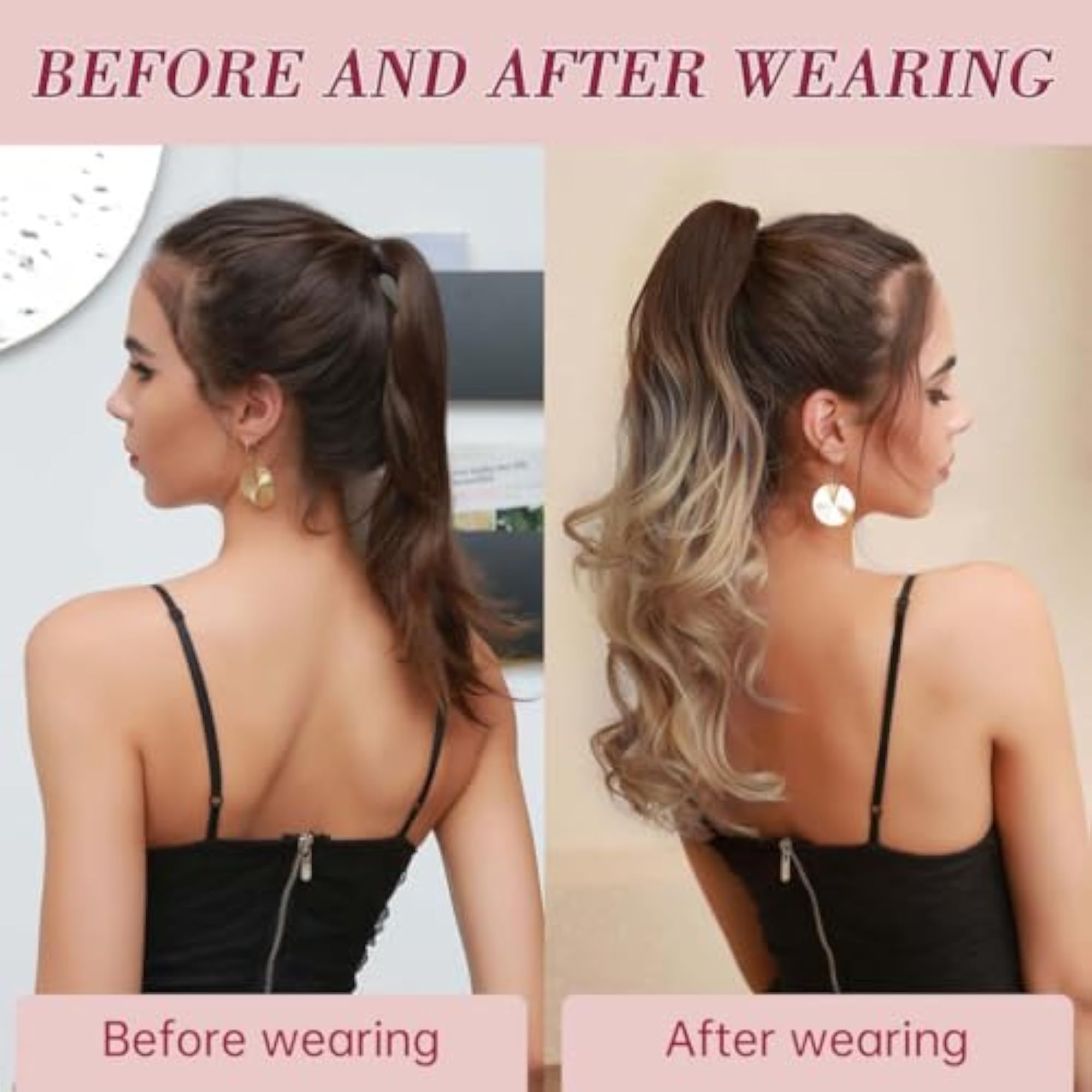 Claw Clip Ponytail Extension, Natural Long Wavy Curly