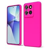 oakxco for Motorola Moto G Stylus 2025 Case Silicone, Thin Slim Grip Soft Rubber Protective Phone Case for Women, Matte Plain Bright Color Aesthetic Cute Girly Case with Camera Cover, Neon Hot Pink