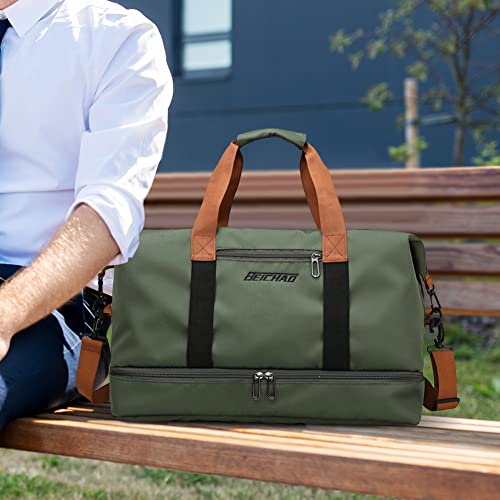 Travel Duffel Bag, Sports Gym Bag for Women, Shoulder Tote Bags Weekend Bags for Workouts, Travel, Hiking (Green)3