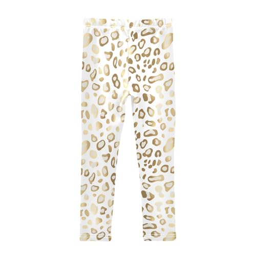Gold Leopard Skin Print Girls Casual Leggings for Kids Printed Long Pant Bottoms Stretch and Soft2