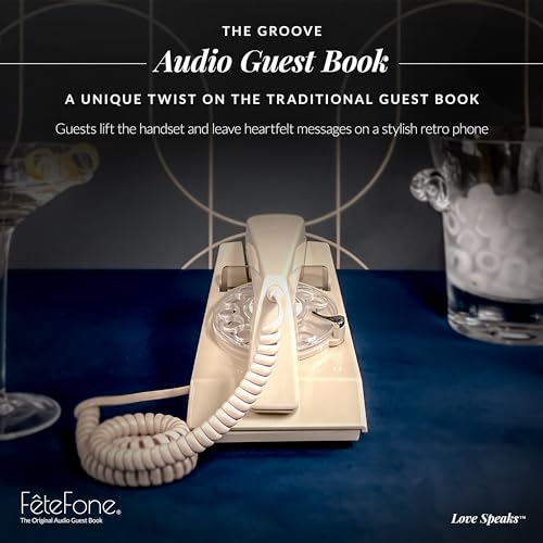 FeteFone The Groove Vintage Audio Guest Book Phone, Unique Voicemail Message Recorder, Guestbook Alternative for Wedding, Bridal Shower, Birthday Party, Baby Shower, Anniversary, Engagement, Bone