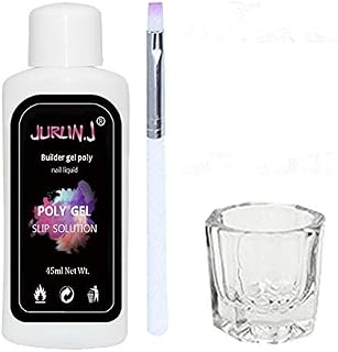 JURLIN 45ml Anti-stick Poly Gel Nail Liquid Slip Solution + Brush + Glass Cup For Nail Builder Gel Nail DIY Extension Tool