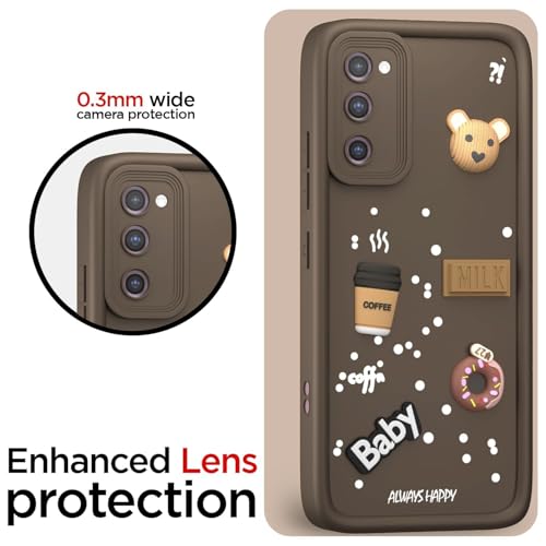 Image of Bintage Ball Bear| Donut| Milk Cake| Baby| Coffee Rubber Case Camera Protection Back Cover Compatible for Samsung Galaxy S20 FE 5G - Brown
