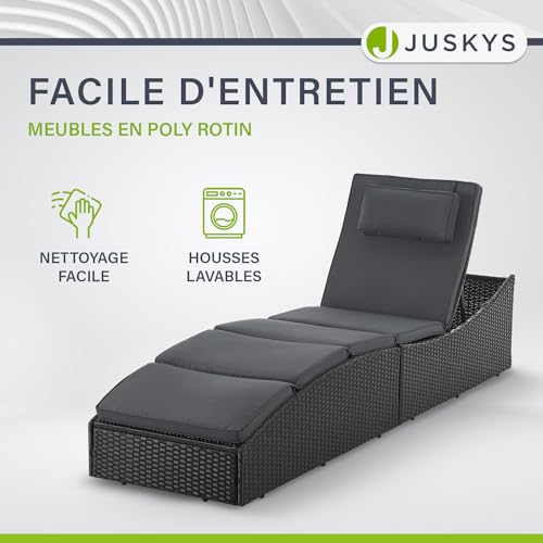 Chaise Longue Lamia Pliante Appuie-tête 5 pos Juskys