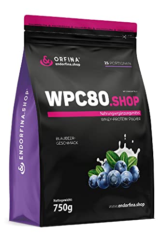 &ORFINA Whey Protein Pulver 80% 750g | Eiweiss pulver Molkeproteinpulver Heidelbeer Geschmack | Muskelaufbau Shake | Nahrungsergänzungsmittel Fett- & Zuckerarm Proteinreich Nutrition | 25 Portionen Cover