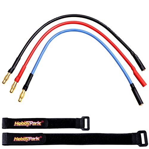 HobbyPark 4mm Banana Plugs Connector Extension Cable Wire for RC Brushless Motor ESC (3-Pack)