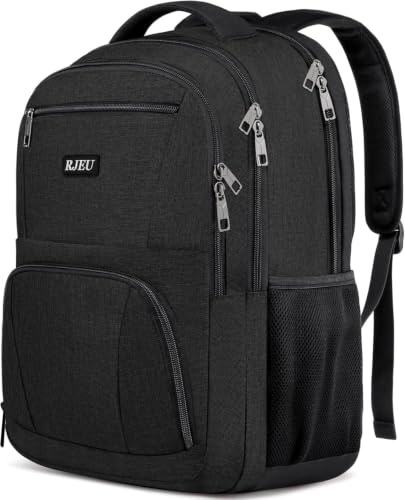 School Backpack for Teen Boys, 15.6 Inch Black Backpack with Laptop Padding