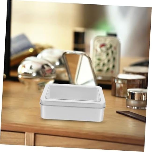 BESTOYARD 4pcs Rectangular Tin Boxes with Window Lid Small Metal Storage Containers for Candy Biscuit and Sewing Tools Sturdy Tinplate with User-Friendly Opening