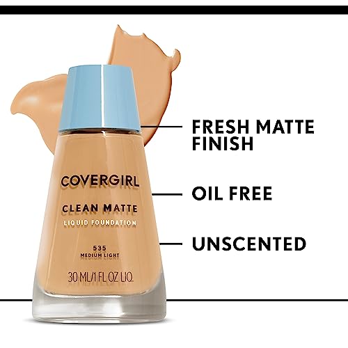 Covergirl, Clean Matte Liquid Foundation, Ivory 505, 1 Oz, 1 Count (Packaging May Vary) #TOP5