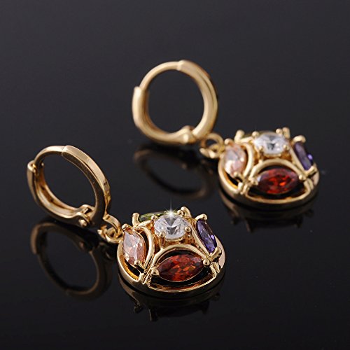 YAZILIND Gold Plated Earring Geometric Round Flower-shape Cubic Zirconia Pendant Dangle Drop Earrings Jewelry for Women2