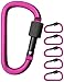 Outdoor Saxx® - 5 moschettoni grandi a vite, ganci per il fissaggio di attrezzature, alluminio, 8 cm, rosa, nero, confezione da 5