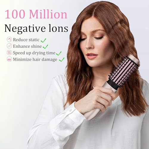 Cordless Hair Curling Iron Brush, Travel Curl Brush, 3-in-1 Portable Curling Iron Cordless, Plasma Thermal Hair Brush, 7000mAh USB Rechargeable Curlings Wand, Mini Hot Curlings Brush-Blush Pink — view 5