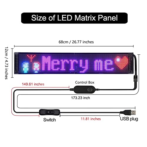 Stemedu 27'' X 5'' Large Led Car Sign, Scrolling Led Sign App Control, Flexible Open Led Sign Programmable, Custom Pattern Graffiti Text Animation Led Advertising Sign For Storefront And Car Window #TOP1