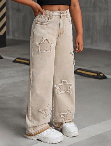 Jeans for Girls Baggy Wide Leg Cute Bow High Elastic Waisted Denim Pants Y2K Boyfriend Skater Streetwear with Pockets2