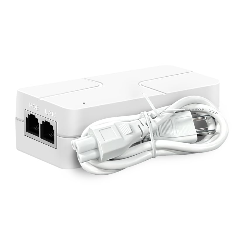 Image of 2.5Gbps PoE Injector 90W Power Over Ethernet Adapter with 2 Ports, IEEE 802.3af /at /bt Compliant - Distance Up to 100 Meters, 2.5G PoE Adapter Ideal for Camera, TV and IP Phone, White