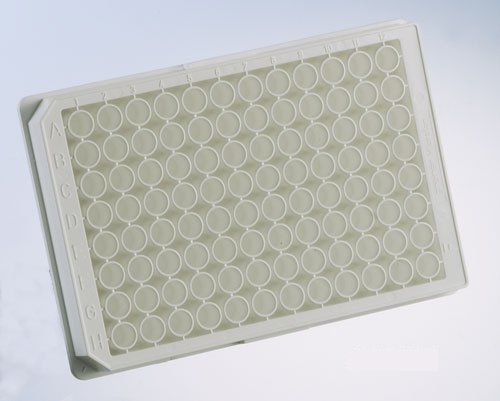 655945 White Polystyrene CELLCOAT Poly-D-Lysine Microplate with Lid, Chimney Style, Flat Bottom, 96 Well (Pack of 20)
