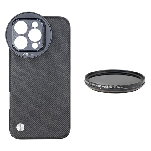 Filtre ND2-ND400 variable 58mm avec coque antichoc pour iPhone 16 Pro Max FOTGA