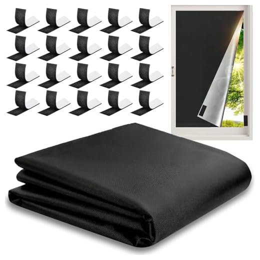 XSHAO® Store Occultant sans Percage 300 x 150 cm, Store Occultant Fenetre Tissu Occultant avec Bande Velcro Autocollante, pour Fenêtre de Toit Fenêtre Porte Coupe Libre