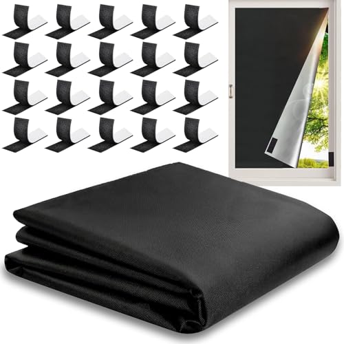 XSHAO® Store Occultant sans Percage 300 x 150 cm, Store Occultant Fenetre Tissu Occultant avec Bande Velcro Autocollante, pour Fenêtre de Toit Fenêtre Porte Coupe...