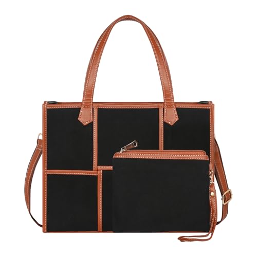 Image of Womanix Canvas Laptop Bag, 14 inch Laptop Bag, Work Shoulder Bag, Casual Briefcase, Handbag for Travel, Office, College With Long Adjustable Strap