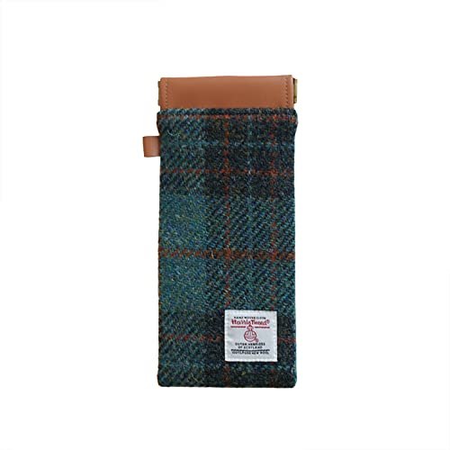 Image of TAILORMAP Harris Tweed Squeeze Leather Sunglasses Pouch Spring Storage Glasses Pouch Holder