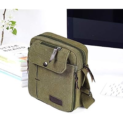 Canvas Small Messenger Bag for Men Women, Casual Shoulder Bag Chest Bag Travel Carry Bag With Small Accessories Case2 Pack