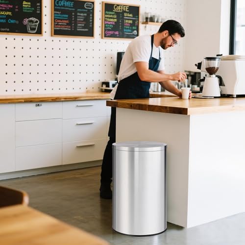 Caneca de Basura de Acero Inoxidable 50L con Tapa Basculante miniatura 7