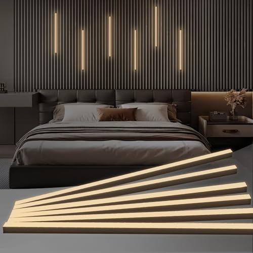 HAMRVL Black LED Recessed Lighting Kit - 6 Pcs 16in DC12V White LED Light with Smart Switch, 3000k Self-Adhesive LED Wall Lights for Wood Slat Wall Panels, Headboards, Stairs, Under Cabinet Lighting HAMRVL Black LED Recessed Lighting Kit - 6 Pcs 16in DC12V White LED Light with Smart Switch, 3000k Self-Adhesive LED Wall Lights for Wood Slat Wall Panels, Headboards, Stairs, Under Cabinet Lighting