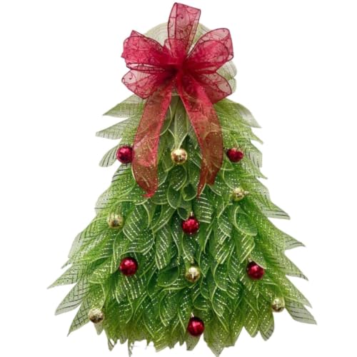 19.69 Inch Illuminated Christmas Wreath with Fairy Light | Handmade Wreath for Front Door Hanging Artificial Wreath with Bow Ball Ornament Christmas Decorations Holiday Party Decor - image 2