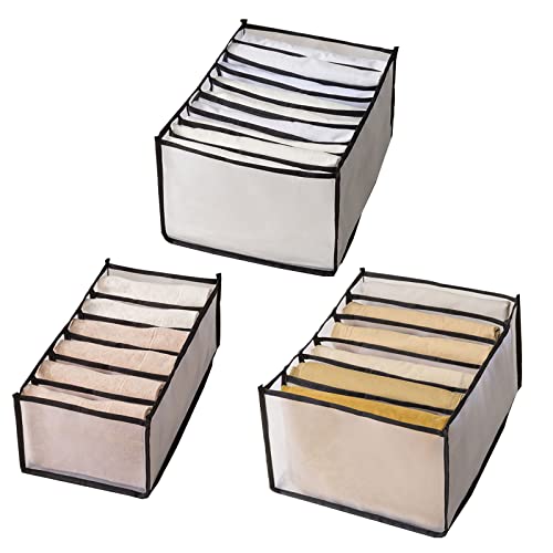 NORCKS Organizador de cajones de ropa de 3 piezas, caja de separación de malla, 6/9 celdas plegables divisores de armario, Cajón organizador de cajones (Negro) Cover
