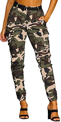Baggy Jeans for Women Camo Jogger Pants Casual Multi Outdoor Pocket Cargo Trousers(Camo Yellow-XXL)