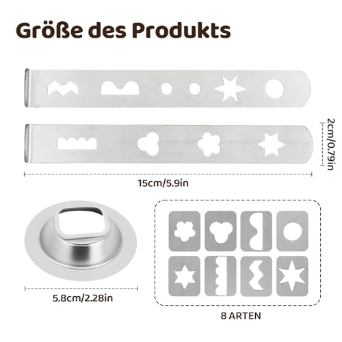 Spritzgebäckvorsatz für fleischwolf mit Verbindungsring - 8 Formen Rostfreier Gebäckvorsatz Gebäckpresse Silber, Gebäckpresse Zubehör für Weihnachten Gebäck Accessoires, Keksen, Desserts, Hackfleisch